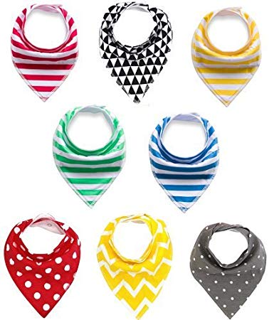 Baby Bandana Drool Bibs,DK FENG Unisex 8-Pack Baby Bibs, Organic Cotton ,Soft and Absorbent- for Boys and...