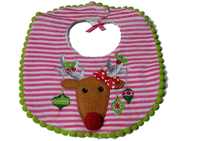 Mud Pie Baby-Girls Reindeer Velour Bib