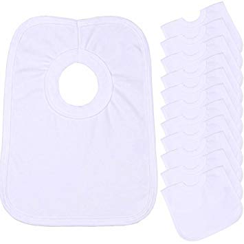 BabyPrem Baby 12 Pack 100% Cotton Round neck Popover the head Bib One size White