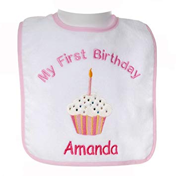 Personalized Girl's Baby Bib - 1st Birthday Bib