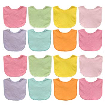 Neat Solutions Solid Colored Terry Feeder Bibs Girl, Multi, 16 Count