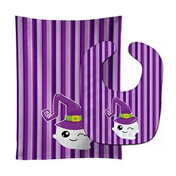 Caroline's Treasures Halloween Ghost Baby Bib & Burp Cloth, Witch, Large