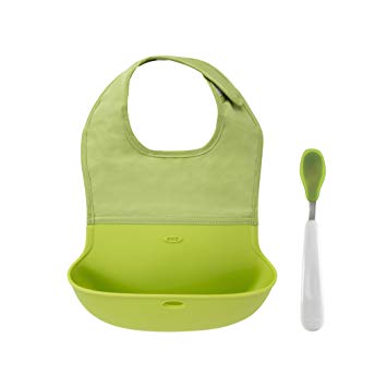 OXO Tot Roll Up Bib and Silicone Spoon Set - Green