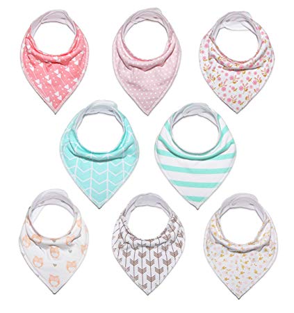 Charles Marie & Co. Baby Bandana Drool Bibs for Girls by Fashionable Baby Shower Gift for Teething Babies | 100% Organic Cotton | 8-Pack