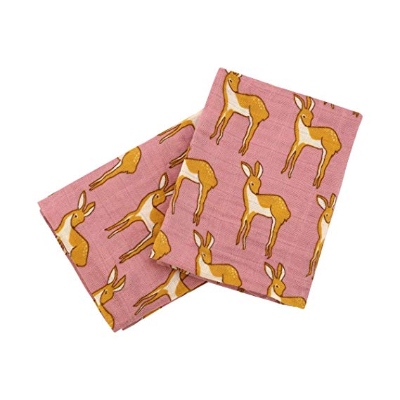 Milkbarn Organic Cotton Burp Cloths Rose Doe - Set of Two