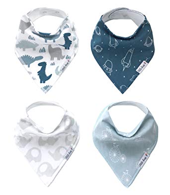 Organic Drool Bibs, Baby Bandana Drool Bibs, Unisex Baby Gifts for Boys and Girls, 4-Pack by Little Kims