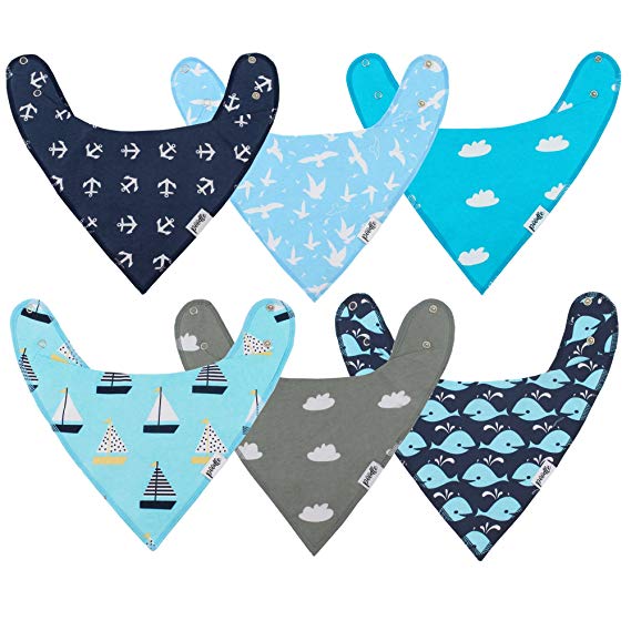 Baby Toddler Bandana Drool Teething Bibs, Unisex Gift Set for Drooling and Teething, 100% Organic Cotton, Soft and Absorbent, Solid Color, Stripes and Patterns - for Boys and Girls by Poodle (Pattern)