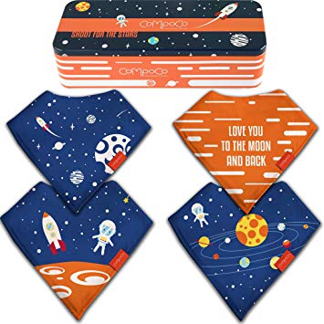 Baby Bandana Drool Bibs for Girls and Boys Drooling Absorbent and Teething, Pack of 4 Bib set with...