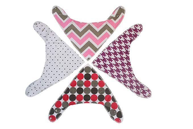 Bandanna Drool Bibs(Baby) for Teething for Boys, Girls, or Unisex 4 Pack Set