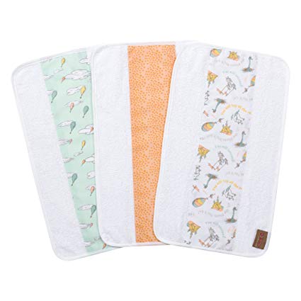 Trend Lab Dr. Seuss by Oh, The Places You'll Go! 3 Pack Jumbo Burp Cloth Set, Aqua, Orange, Yellow, Gray and White