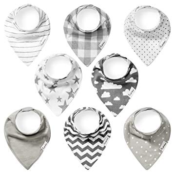 Baby Bandana Drool Bibs, Unisex 8-Pack for Drooling and Teething, Organic Cotton, Soft and Ultra...