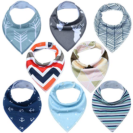 Biulotter 8-Pack Baby Bandana Drool Bibs for Drooling and Teething, 100% Organic Cotton, Soft and Absorbent, Hypoallergenic Bibs for Baby Girls