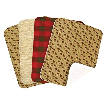 Trend Lab Northwoods Burp Cloth Set, Red/Tan, 4-Count