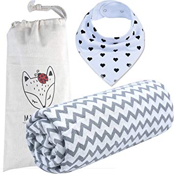 Organic Baby Swaddle Blanket 100% Luxury Organic Muslin Cotton. Bundle Includes Bag and Bib. Unisex,...