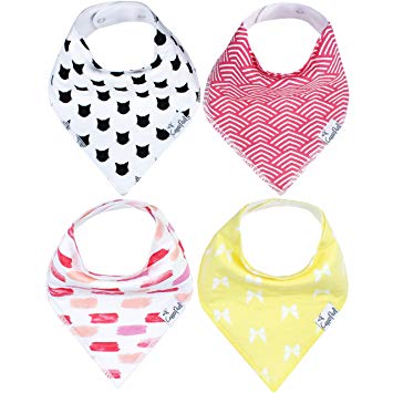 Baby Bandana Drool Bibs for Drooling and Teething 4 Pack Gift Set For Girls “Coco Set” by Copper Pearl