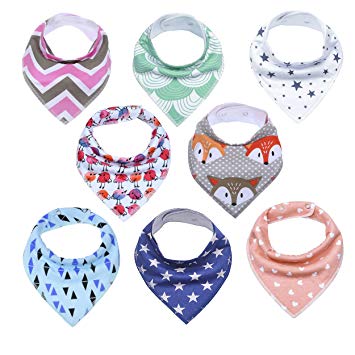 Baby Bandana Drool Bibs - Unisex 8-Pack Set for Drooling and Teething - 100% Cotton Organic and Super...