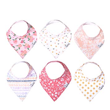 Baby Bandana Drool Bibs for Drooling and Teething 6 Pack Gift Set For Girls “Amelia Set