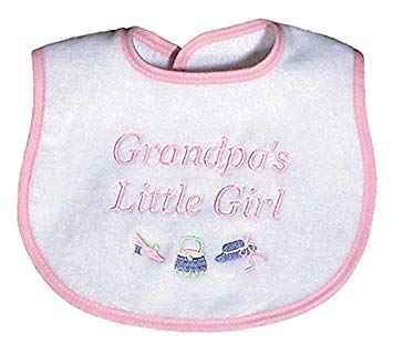 Raindrops Grandpa's Little Girl Embroidered Bib, Pink