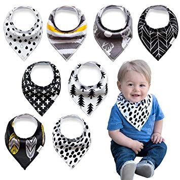 Trendy Baby Bandana Bib Set by Planet Earth Baby, 8-Pack Super Absorbent, Soft & Modern Drool Bibs...