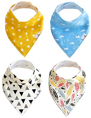 Baby Bandana Drool Bibs | Nava Blossom 4-Pack Unisex Gift Set For Baby Boy And Baby Girl | Baby...