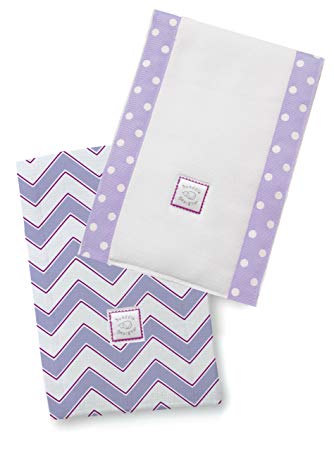 SwaddleDesigns Baby Burpies, Set of 2 Cotton Burp Cloths, Lavender Chevron