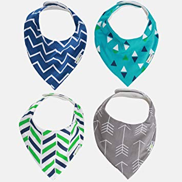 Ziggy Baby Bandana Bib Set, Blue/Teal, 4 Pack