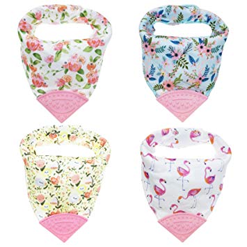 Honey Molly Baby Bandana Bibs for Teething and Drooling - 4 Pack Soft Drool Bibs for Boys and Girls -...