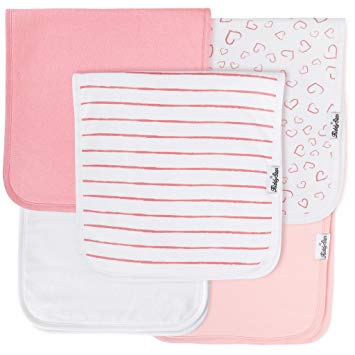 5-Pack Baby Burp Cloths for Girls, 100% Organic Cotton, Large 21