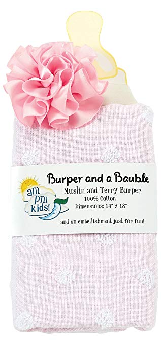 AM PM Kids! Burper and a Bauble Set, Pink Muslin, 2 Count