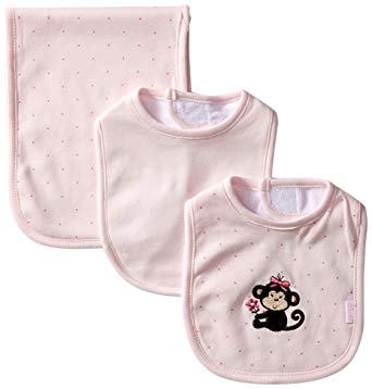 Little Me Baby Girls' 3 Piece Bib and Burp Set