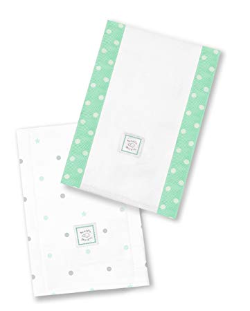 SwaddleDesigns Baby Burpies, Set of 2 Cotton Burp Cloths, Pastel SeaCrystal Dottie Star