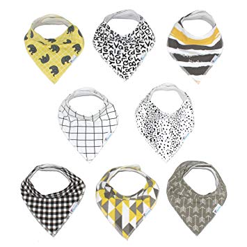 Baby Bandana Drool Bibs Unisex 8-Pack Absorbent Drooling & Teething Bib With Snaps Baby Shower Gift Set...