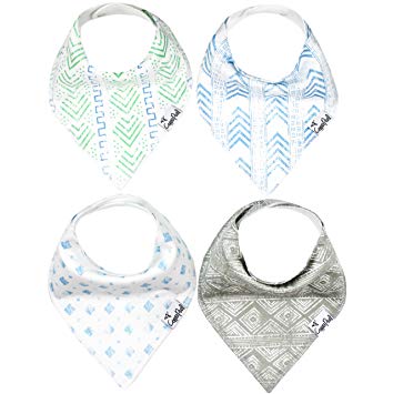 Baby Bandana Drool Bibs for Drooling and Teething 4 Pack Gift Set For Boys “Jude Set” by Copper Pearl