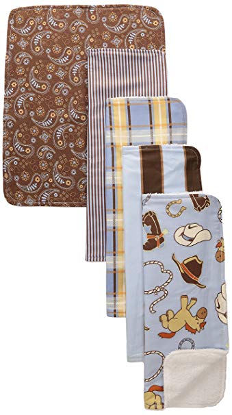 Trend Lab 5 Piece Burp Cloth Bundle Box Set, Cowboy Baby