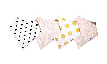 Baby Bandana Drool Bibs for Drooling and Teething 4 Pack Gift Set For Girls “Blush Set” by Copper Pearl