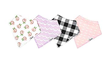 Baby Bandana Drool Bibs for Drooling and Teething 4 Pack Gift Set For Girls “Rosie Set” by Copper Pearl