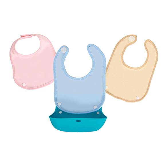 Lekebaby Baby Bibs for Babies and Toddlers, Roll UP Design Baby Bibs Can be Used as Baby Feeding Bibs and Baby Drool Bibs,Make Mealtime and Playtime Easier, Set of 3