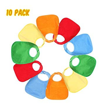 TuffGear Waterproof Baby Bibs with Snaps: Unisex Baby Drool Bibs Gift Set 10 Pack (5 Colors)