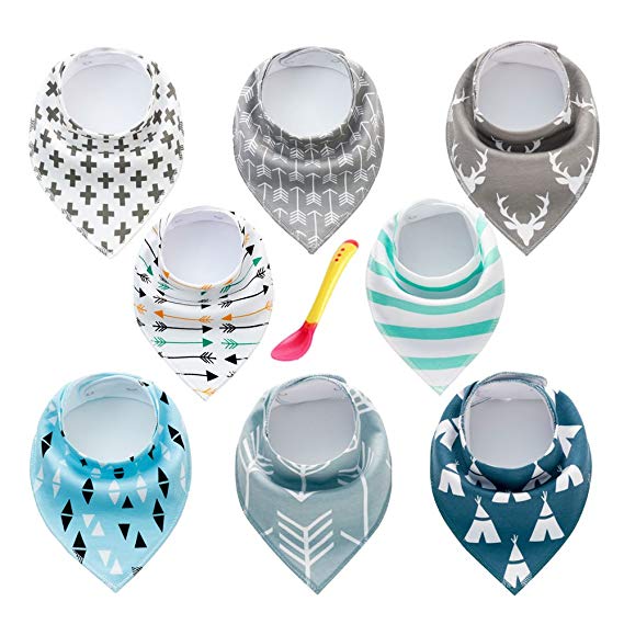 Lokinly Baby Bandana Drool Bibs with Pacifier Clips Baby Bandana Bibs for Girls Boys 100% Cotton Hypoallergenic Soft Absorbent Baby Gift Set Registry Gift Baby Shower Gift