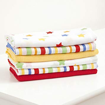 JoJo Maman Bebe Bright Muslin Squares, 6 Count