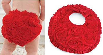 Mud Pie Red Rosette Bloomers and Bib Set, 18 Months