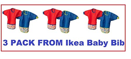 Ikea Baby Bib Set with Sleaves-kladd Prickar - 3 Sets of 2