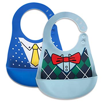 Baby Waterproof Bibs Silicone Bib for Babies and Toddlers with Various Styles Bowtie/Fashion Suit