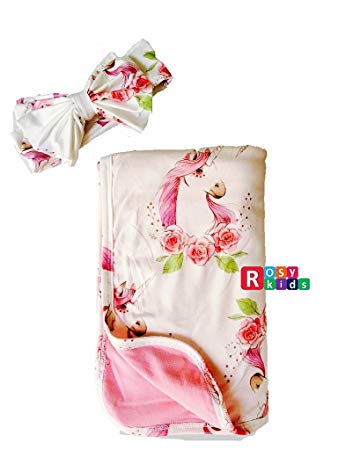 Rosy Kids Ultra Soft Breathable Double Layer Baby Receiving Blanket, Swaddle Blanket for Baby Girl and Baby...