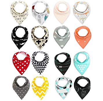 16 Packs Baby Bibs Unisex Baby Gift Set Baby Bandana Drool Bibs Super Absorbent Organic Cotton Bibs...