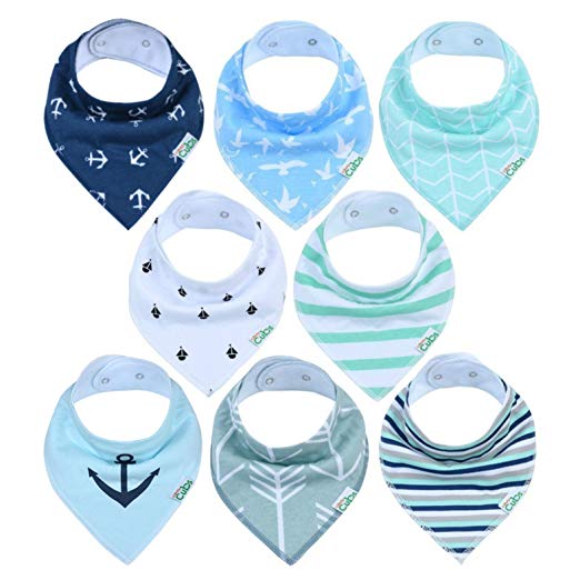 Baby Bandana Drool Bibs | Pack Of 8 Highly Absorbent Drooling & Teething Bibs For Boys & Girls