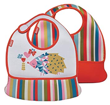 Built 2 Piece Mess Mate Toddler Bib, Pink Stripe