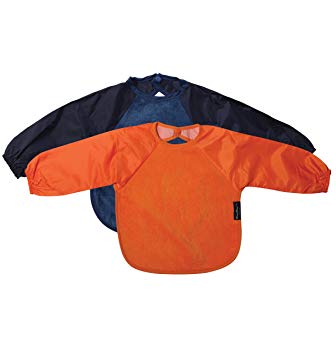 Mum 2 Mum Sleeved Wonder Bib, Small, 2 pack - Orange, Navy