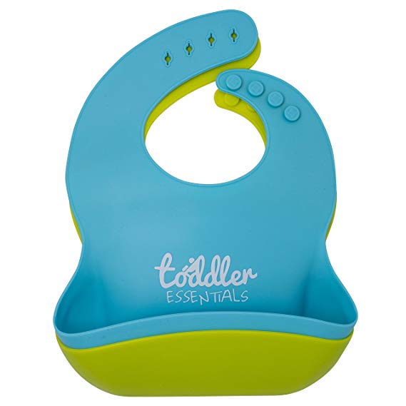 Silicone Baby Bibs Comfortable Soft Waterproof Easily Wipes Clean! Stain-free! Spend Less Time Cleaning after Meals With Babies or Toddlers! BPA Free (2 Pack)