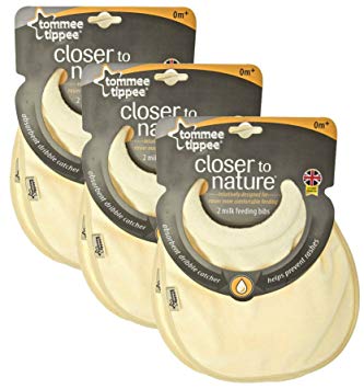 Tommee Tippee Closer to Nature Milk Feeding Bib, 6 Pack - Cream